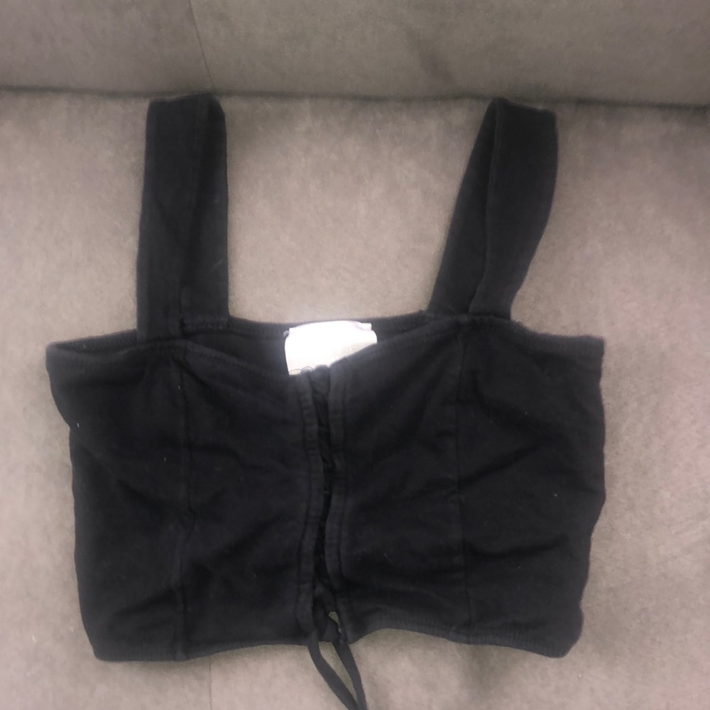 black crop top with crossed front